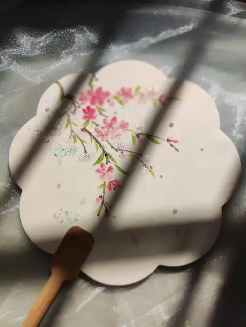 原创手绘桃花扇