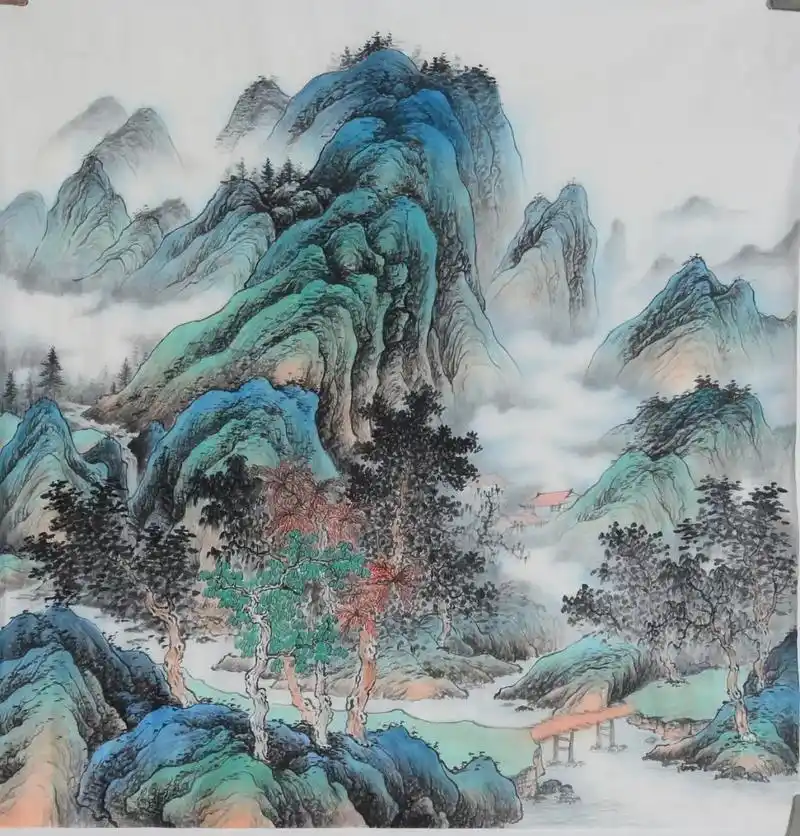 四尺斗方仿古山水,构图不重复 - 抖音