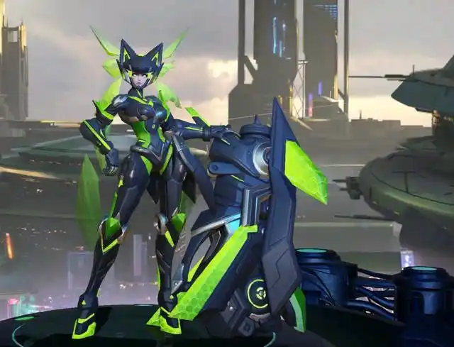 孙尚香绿色末日机甲皮肤展示