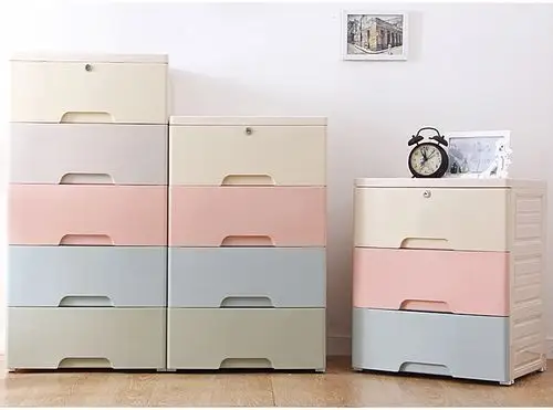 加厚抽屉式收纳柜五层宝宝塑料婴儿童玩具储物柜衣柜多层五斗柜子