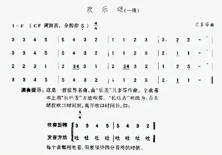 笛子自学初学者曲谱推荐上一个有些不清晰