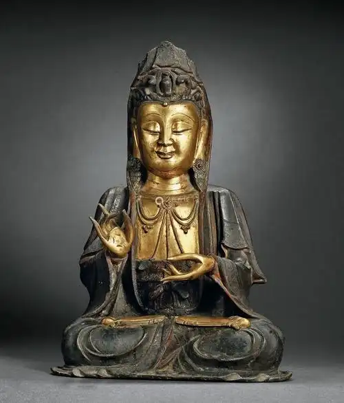 明铜鎏金大势至菩萨坐像