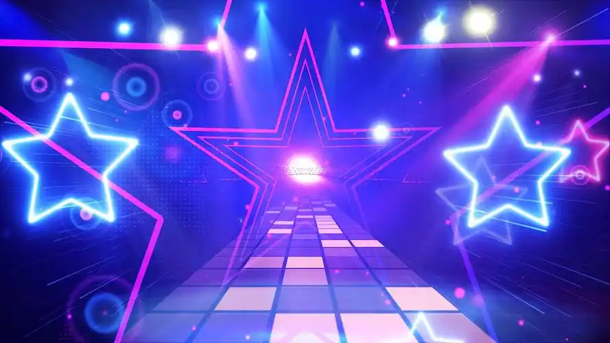 4k动感五星霓虹舞蹈背景动感舞台背景