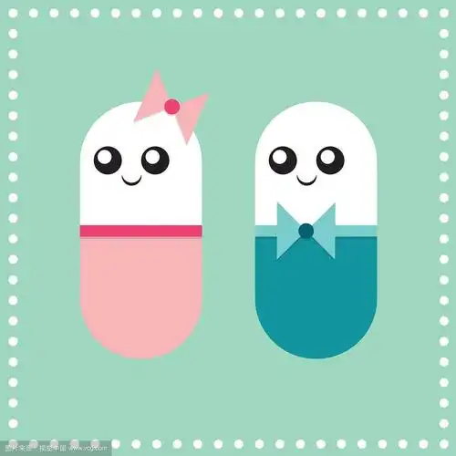 两个卡通药丸角色