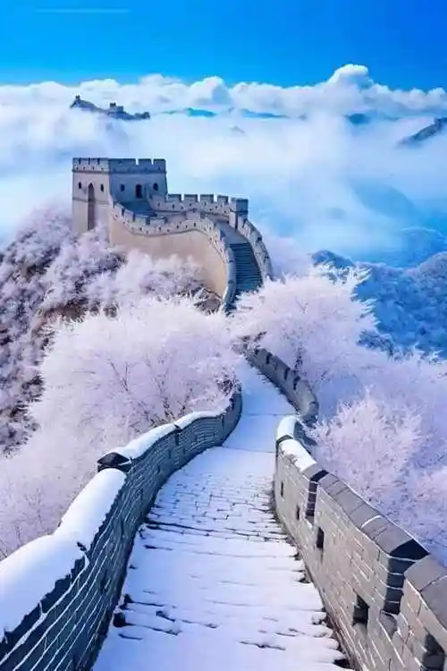 拍长城的雪景美爆了