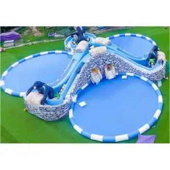 机智芽水上充气城堡大型水上乐园设备移动水池水上闯关滑梯城堡游乐