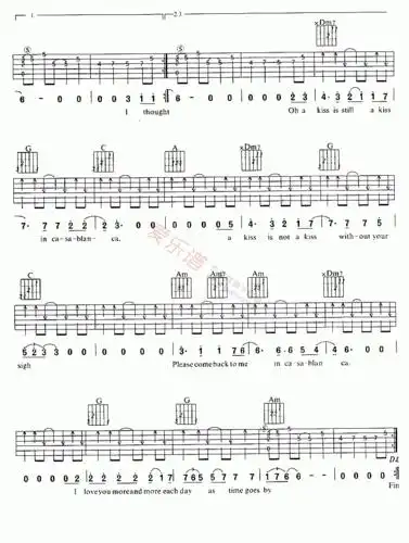 贝蒂希金斯bertiehiggins贝蒂希金斯casablanca卡萨布兰卡吉他谱