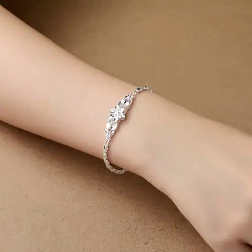s999足银手链女韩版蝶恋花银手链生日礼物送女朋友 蝶恋花手链重 999