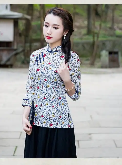 如意风改良唐装女上衣长袖旗袍短款修身上衣复古民国风女装茶服