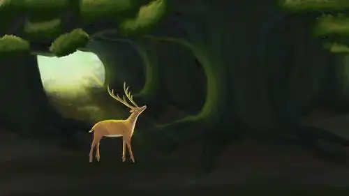 森林与鹿治愈插画海报