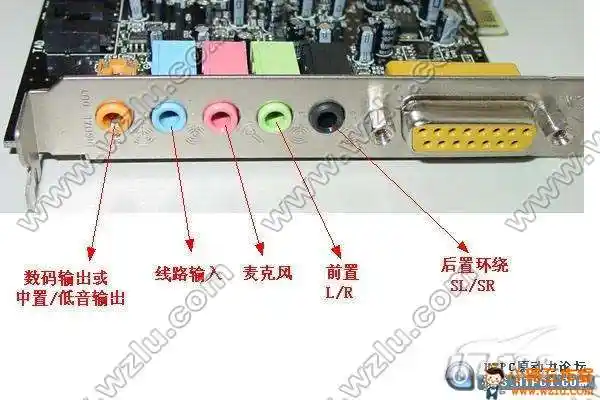 1声道声卡连5.1功放怎么接线?