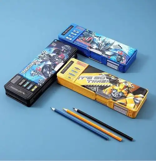 fgacct 变形金刚自动铅笔盒多功能指纹男生高科技儿童密码文具盒 (男