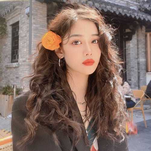 网红甜美女夏长发中分法式慵懒羊毛卷自然蓬松长卷发烫发全头套式