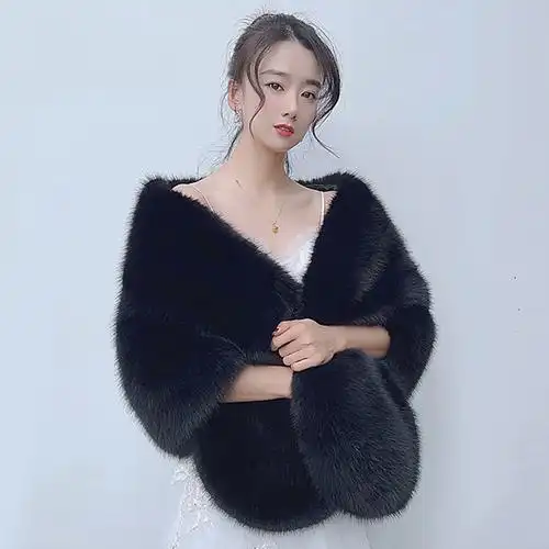 婚纱披肩秋冬季狐狸毛新娘结婚敬酒礼服高端皮草斗篷保暖披风外套