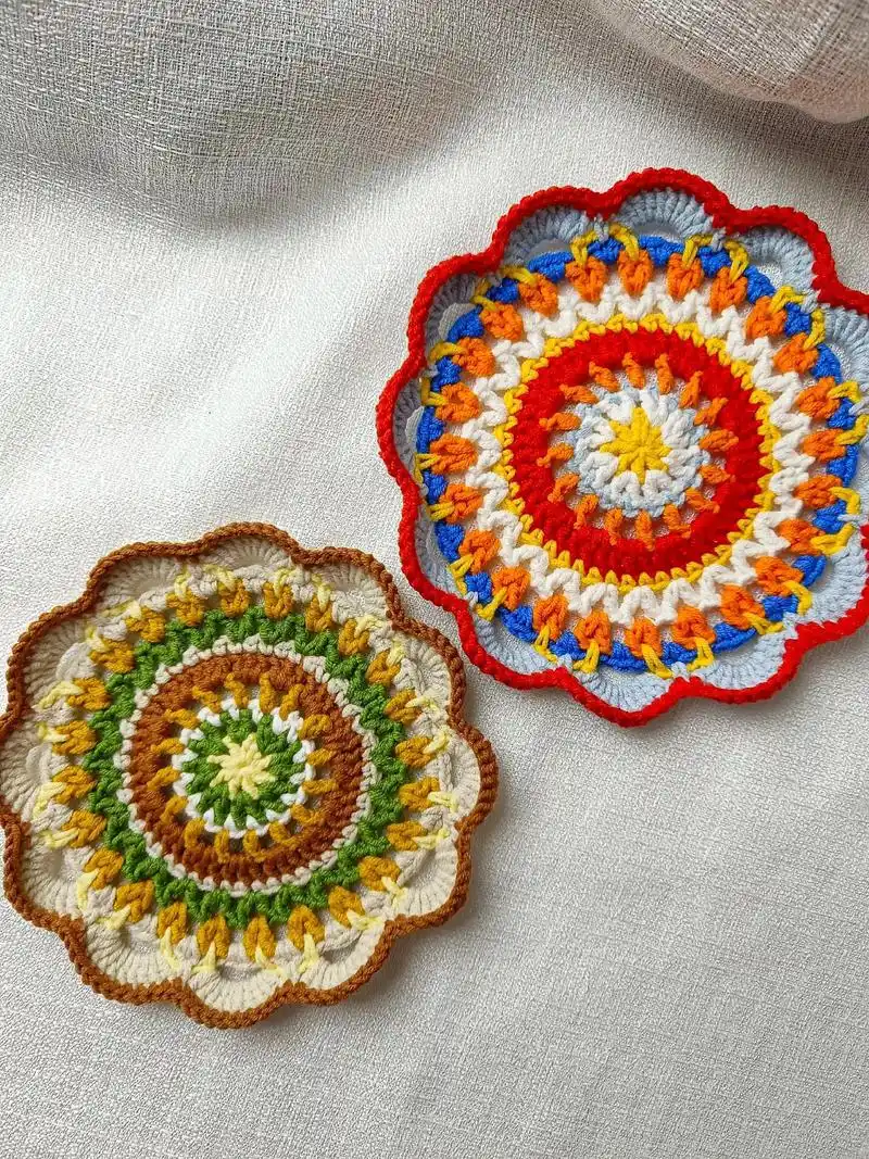 手工编织钩织杯垫 感谢@花编编17 - 抖音