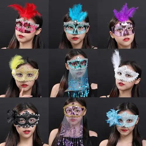 化妆假面舞会面具女半脸圣诞节万圣节活动表演演出装扮成人儿童