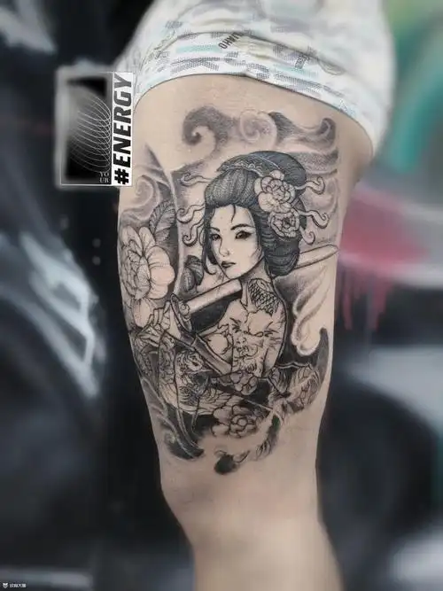 艺伎_纹身图案手稿图片_阿轶的纹身作品集