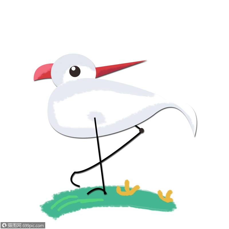 免抠元素 手绘/卡通元素 红嘴鸥.psd