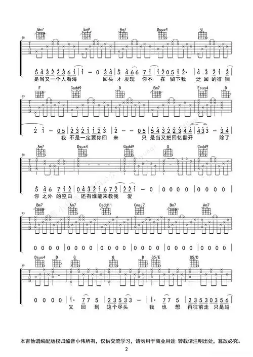 失落沙洲(酷音小伟编谱)