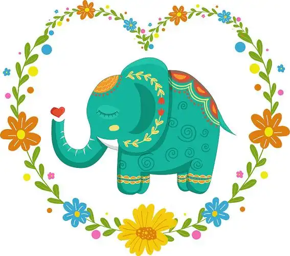 卡片上有可爱可爱的大象图案图片