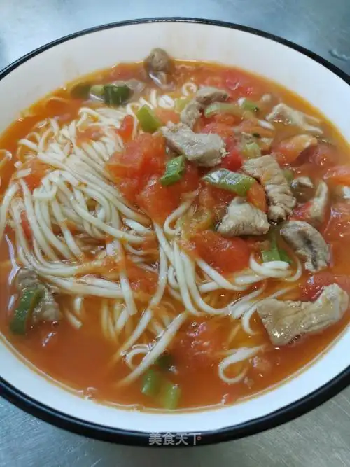 #早餐#番茄肉丝面_阿政qin的笔记_美食天下