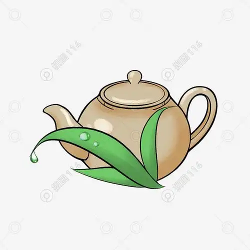 手绘清茶茶壶插画