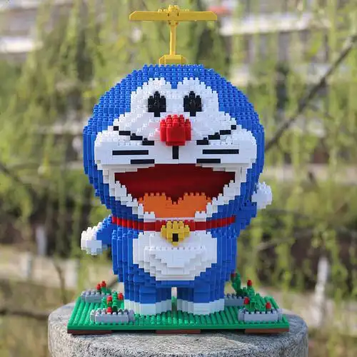 兼容乐高哆啦a梦机器猫钻石微颗粒拼装积木玩具益智减压礼物拼图 蓝