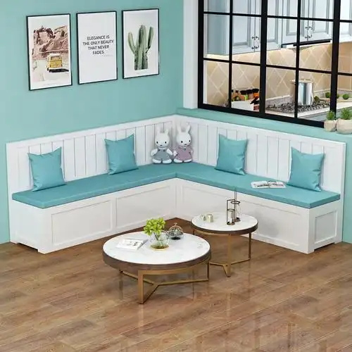 卡座沙发家用靠墙储物柜北欧简约现代小户型餐厅转角实木卡座定制