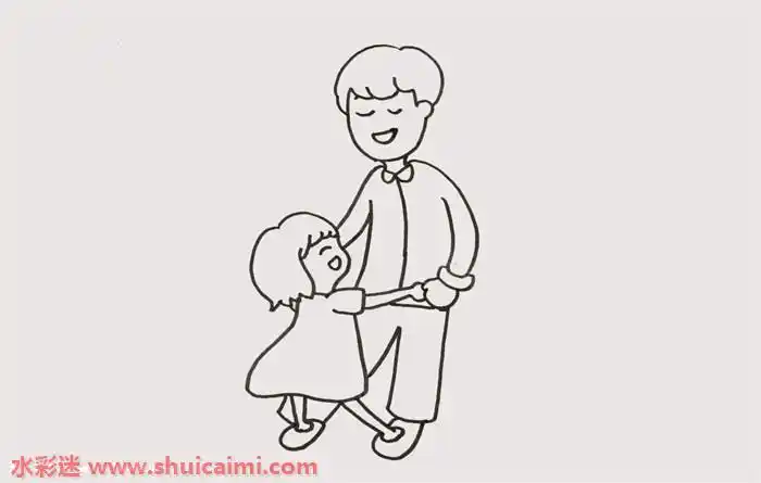爸爸牵着女儿怎么画爸爸牵着女儿简笔画简单又漂亮彩色