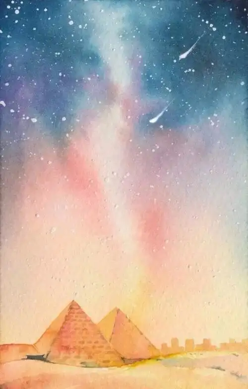 清新水彩画手绘星空夜空意境清新淡雅唯美插画