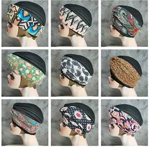 新款时尚复古格纹亮片优雅简约party名媛个性全包头巾包头帽1人付款