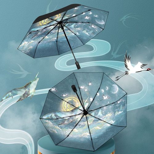 国潮北冥鲲鹏遮阳伞防紫外线坚固耐用大号中国风帅气学生男女雨伞