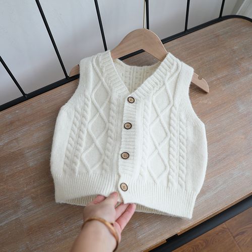peakhua男女童针织马甲宝宝儿童毛线坎肩婴儿背心毛衣中小童v领开衫