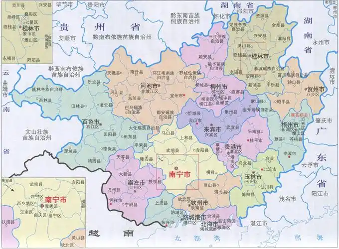 广西壮族自治区地图全图 - 广西县份地图 - 实验室设备网