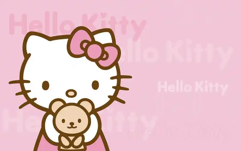 红色蝴蝶结可爱hello kitty卡通宽屏壁纸