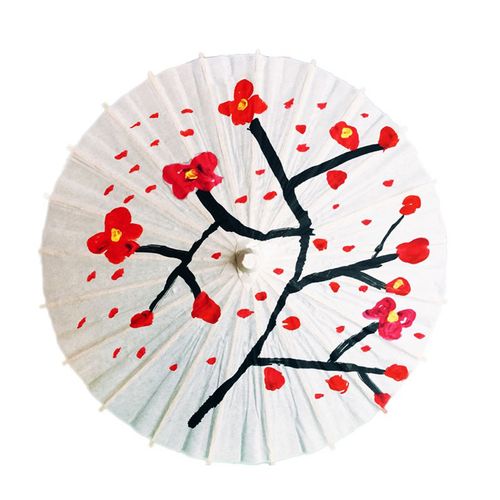 空白幼儿小雨伞涂鸦绘画国风园中幼儿园材料油纸工艺伞