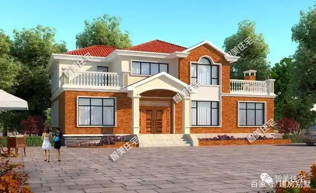 层次感很好的两层小别墅,面宽18米多,带柴火灶的设计很方便