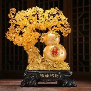 黄水晶招财摇钱树摆件旺财镇宅葫芦工艺品发财树乔迁新居搬家礼物