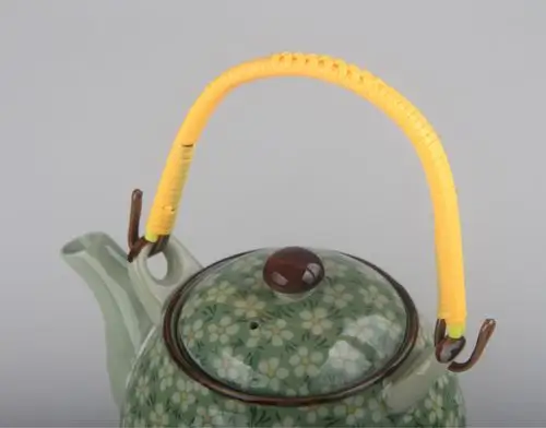 扁绳橙色款塑料编织把手耐用陶瓷提梁壶耳玻璃咖啡茶壶手炳