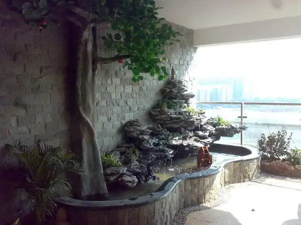 室内假山鱼池效果图