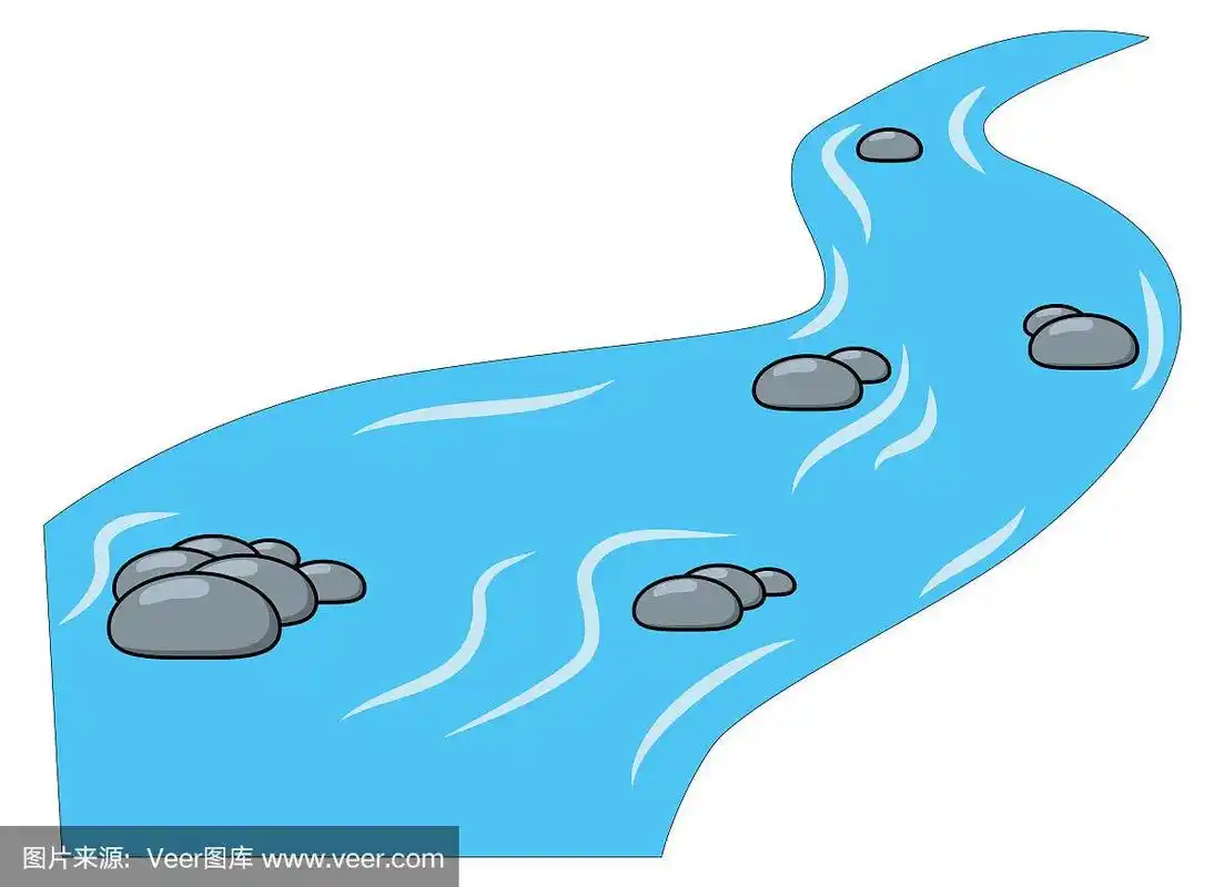 卡通小溪河孤立的白色背景