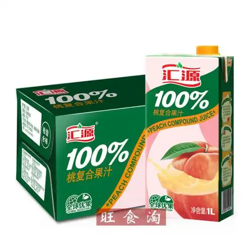 汇源桃汁100%桃复合果汁1l*12盒整箱批发浓缩果汁果蔬汁饮料