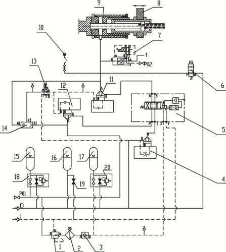 拉伸机拉伸液压缸的液压控制回路制造技术