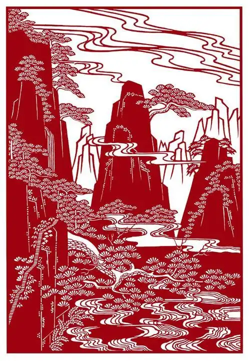 泰山风景剪纸简单