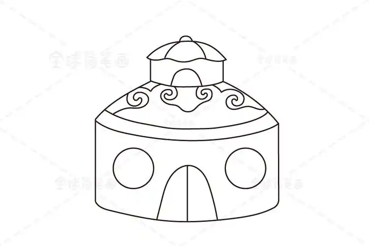 好看的蓝色蒙古包简笔画
