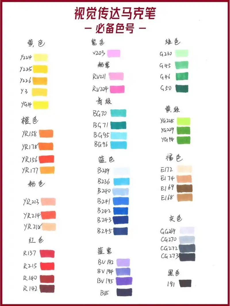 视觉传达|最全高级配色马克笔色号分享99 757575视觉传达 有