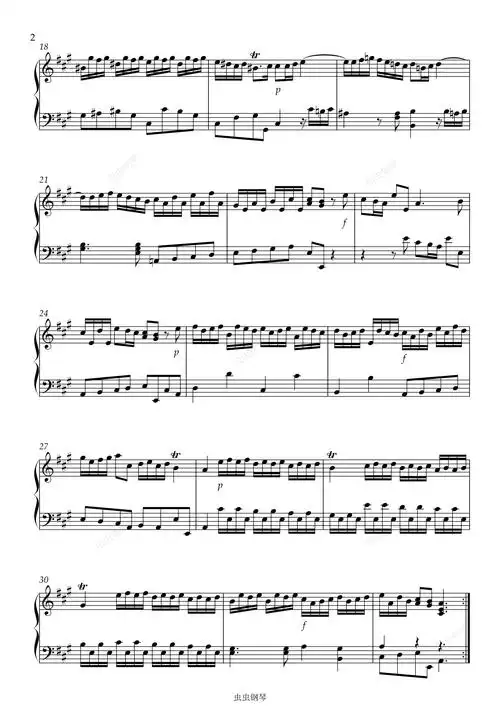 a大调奏鸣曲 亨德尔 中央音乐学院5级考级曲目简谱 - 曲谱歌词网