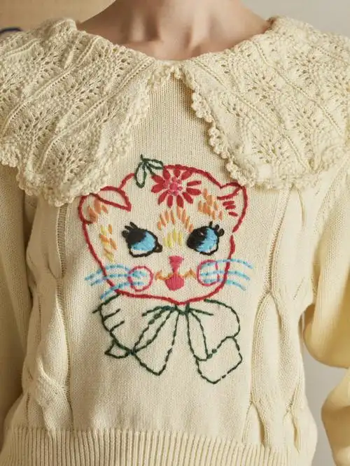 猫咪刺绣毛衣