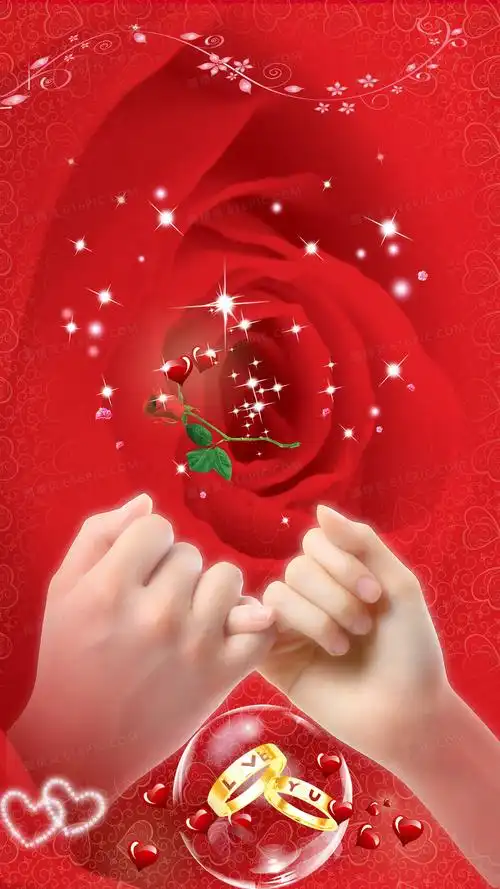 情人节牵手拉钩h5海报背景psd分层下载