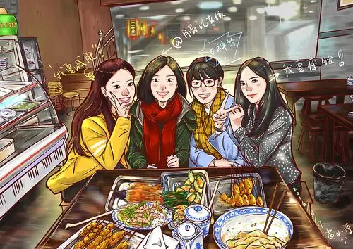 闺蜜四人行|插画|创作习作|黄小诗 - 原创作品 - 站酷 (zcool)